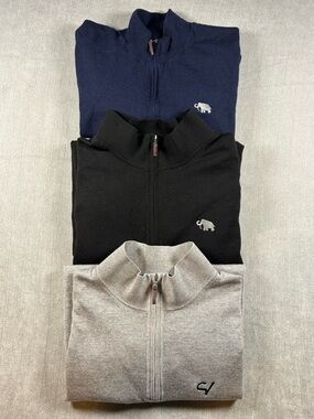 Lot of 3 Fairway & Greene Baruffa Merino Wool 1/4 Zip Sweater Vests Size XXXL